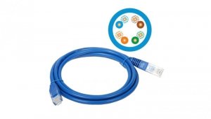 Patchcord UTP A-LAN KKU5NIE0.5 (RJ45 - RJ45 0,50m UTP kat. 5e kolor niebieski)
