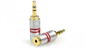 VITALCO JP416 CHROME Przejście Adapter Audio AUX mini Jack 3,5mm Stereo (wtyk) / micro Jack 2,5mm Stereo (gniazdo)