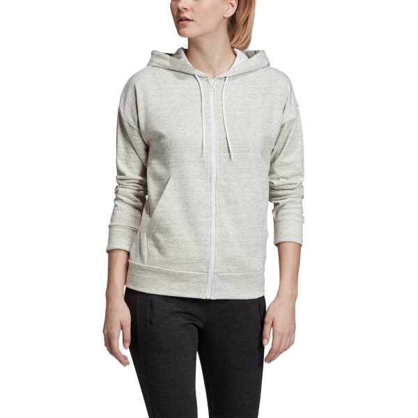 Adidas W MH HTH FZ HD EB3835 Kapuzenpullover In Hellgrau Sportbluse für Damen