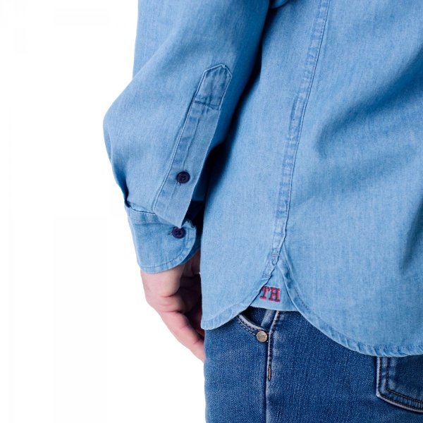 Tommy Hilfiger Herrenhemd Organic Cotton Denim Shirt In Hellblau MW0MWI0956-IAO