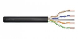 Kabel instalacyjny zewnętrzny żelowany DIGITUS kat.6, U/UTP, AWG 23/1, PE, 305m, czarny, szpula