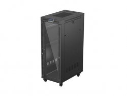 Szafa instalacyjna rack stojąca 19 32U 600x1000 czarna drzwi przeszklone LCD Lanberg (flat pack)