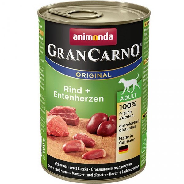 ANIMONDA Grancarno Adult wołowina i kacze serca - mokra karma dla psa - 400g