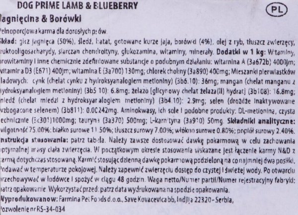 FARMINA N&D Prime Lamb & Blueberry Adult - mokra karma dla psa - 285g