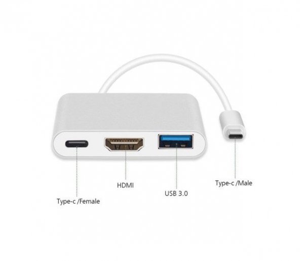 MACLEAN ADAPTER USB 3.1 C-HDMI 4K + USB 3.0 + USB C MCTV-840