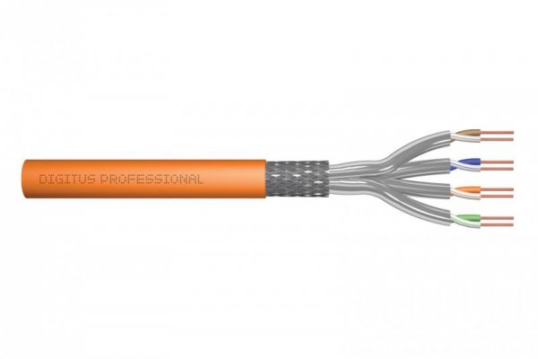 DIGITUS KABEL TELEINFORMATYCZNY S/FTP KAT.7 DCA, DRUT, AWG 23/1 LSOH, 100M, POMARAŃCZOWY DK-1743-VH-1