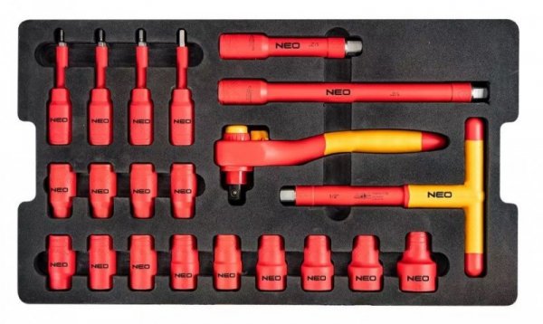 Skrzynia serwisowa elektryka Neo Tools 52 sztuki w 22&quot; mocnej skrzyni