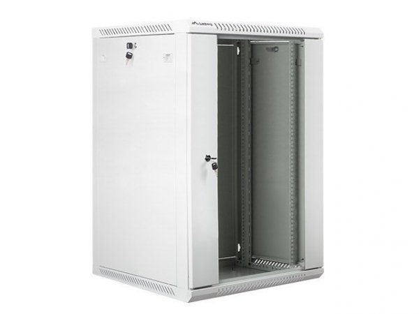 Szafa montażowe Lanberg WF01-6618-10S (18U; 900mm / 600mm / 600 mm; wisząca; Szklane; 19&#039;&#039;; kolor szary)