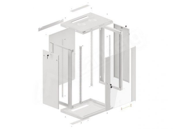 Szafa rack Lanberg WF01-6418-10S (18U; 901mm / 600mm / 450 mm; wisząca; Szklane; 19&#039;&#039;; kolor szary)