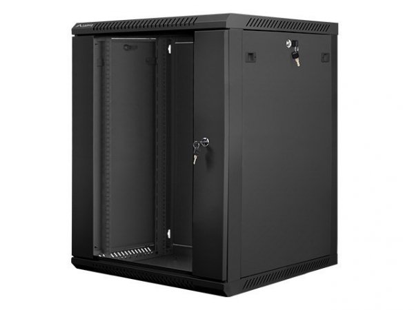 Szafa jednosekcyjna, zamykana na zamek Lanberg WF01-6615-10B (15U; 769mm / 600mm / 600 mm; stojąca; Otwierane; 19&#039;&#039;; k