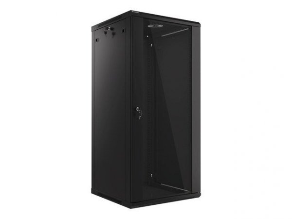 Szafa jednosekcyjna Lanberg WF01-6627-10B (27U; 1300mm / 600mm / 600 mm; wisząca; Szklane; 19&#039;&#039;; kolor czarny)