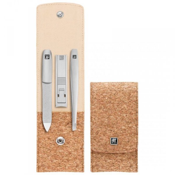 ZWILLING TWINOX Zestaw podróżny - brązowe korkowe etui, 3 elementy