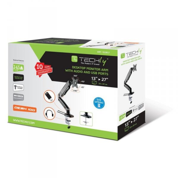 Techly ICA-LCD 514 uchwyt / stojak do monitorów 68,6 cm (27&quot;) Biurko Czarny