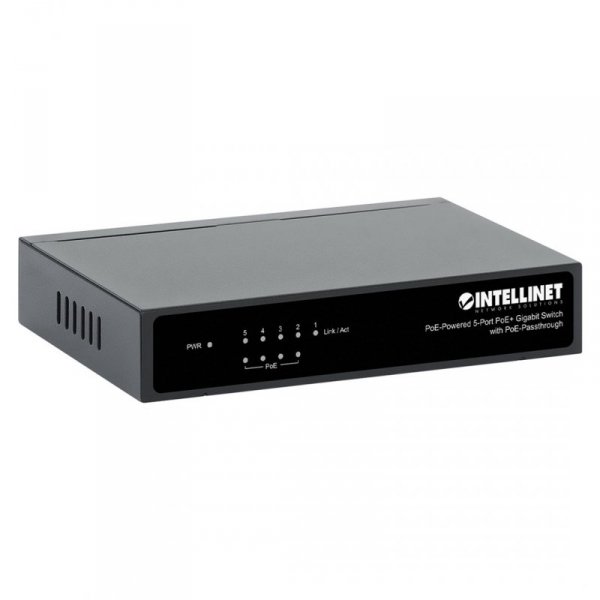 INTELLINET SWITCH GIGABIT 5XPOE PASSTHROUGH ZASILANY POE LUB AC, 68W 561082