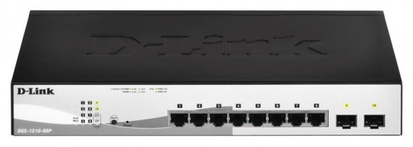 D-Link DGS-1210-08P Zarządzany L2 Gigabit Ethernet (10/100/1000) Obsługa PoE Czarny