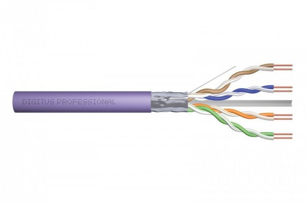 Digitus Kabel instalacyjny kat.6, F/UTP, B2ca, AWG 23/1, LSOH, 100m, fioletowy, karton