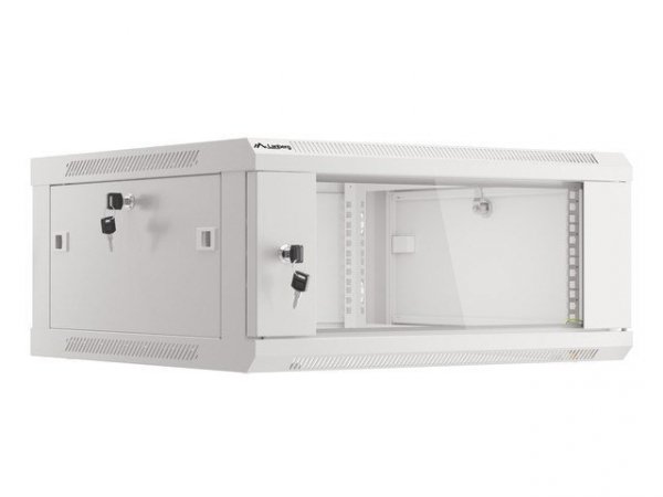 Szafa Rack Lanberg  WF01-6604-10S (4U; 280mm / 600mm / 600 mm; wisząca; Szklane; 19&#039;&#039;; kolor szary)