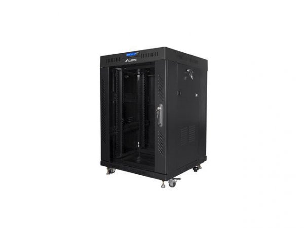 LANBERG SZAFA STOJĄCA RACK 19&quot; 15U 600X600 DRZWI SZKLANE LCD CZARNA FF01-6615-12BL (FLAT PACK)