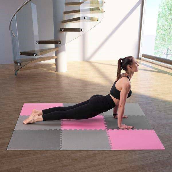 Mata puzzle Multipack One Fitness MP10 różowo-szare 9 elementów 10 mm
