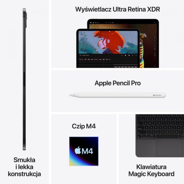 Apple iPad Pro 5G Apple M TD-LTE & FDD-LTE 512 GB 33 cm (13&quot;) 8 GB Wi-Fi 6E (802.11ax) iPadOS 17 Czarny