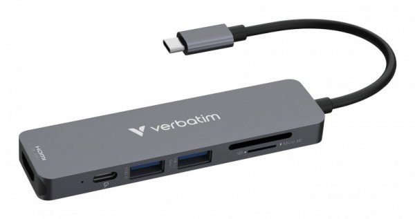 Verbatim 32156 huby i koncentratory USB 3.2 Gen 1 (3.1 Gen 1) Type-C 5000 Mbit/s Szary