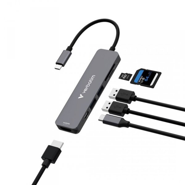 Verbatim 32156 huby i koncentratory USB 3.2 Gen 1 (3.1 Gen 1) Type-C 5000 Mbit/s Szary