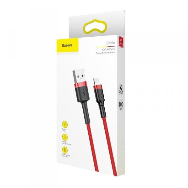Kabel Lightning USB Baseus Cafule 2.4A 1m (czerwony)