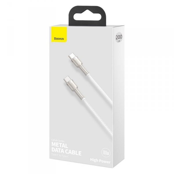 Kabel USB-C do USB-C Baseus Cafule, 100W, 2m (biały)