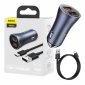 Ładowarka samochodowa Baseus Golden Contactor Pro, 2x USB, 40W (szara) + kabel USB do USB-C 1m (czarny) 