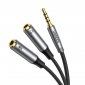 UGREEN AV192 Rozdzielacz audio AUX kabel mini jack 3.5mm (męski) do słuchawki + mikrofon (żeńskie), 20cm (szary) 