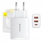 Ładowarka sieciowa Baseus Compact Quick Charger, 2xUSB, USB-C, PD, 3A, 30W (biała) 