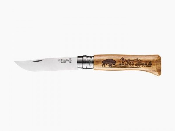 Nóż Składany Opinel No 08 Inox Animalia Oak Buffalo