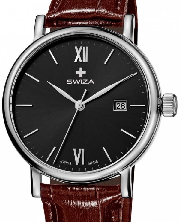 Zegarek damski Swiza Alza Gent, Sst, black, brown WAT.0141.1007