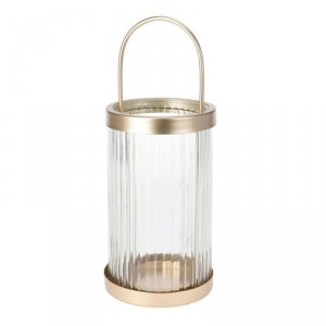 Szklany lampion ze złotą rączką 30 cm