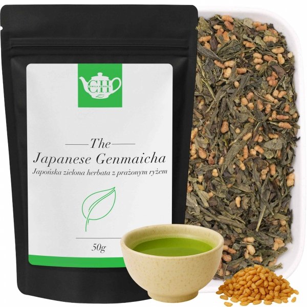 Japońska zielona herbata liściasta z prażonym ryżem 50g - Genmaicha