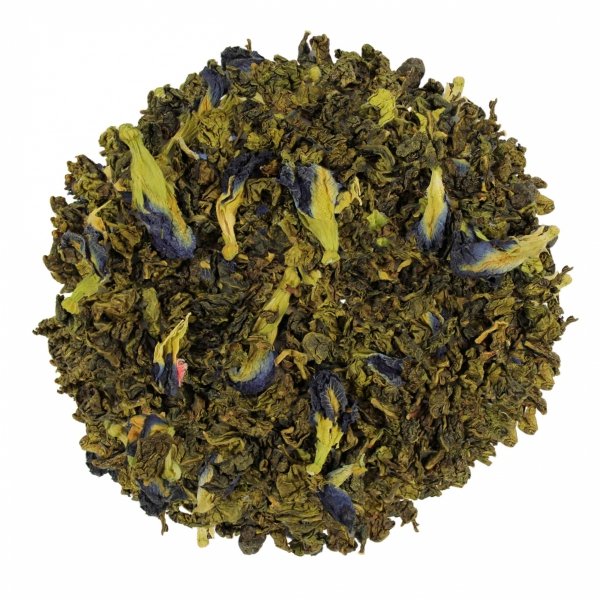 Zielona herbata Oolong z dodatkiem klitorii 50g -  Niebieski Oolong - Herbata Liściasta
