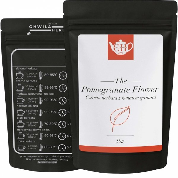 Czarna herbata liściasta ze skórką i kwiatem granatu 50g - Pomegranate Flower