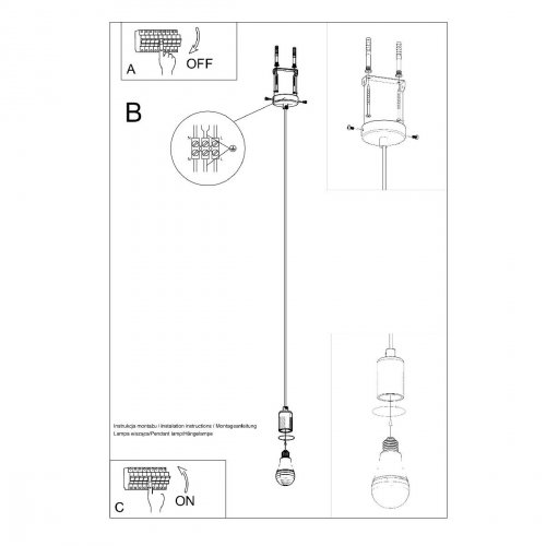 Lampa wisząca EDISON szara
