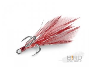 Delphin B!RD Hook TRIPLE / 3szt. czerwone pióra #8