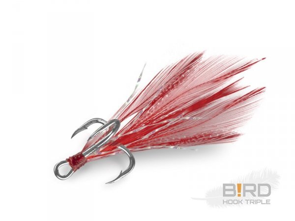 Delphin B!RD Hook TRIPLE / 3szt. czerwone pióra #8