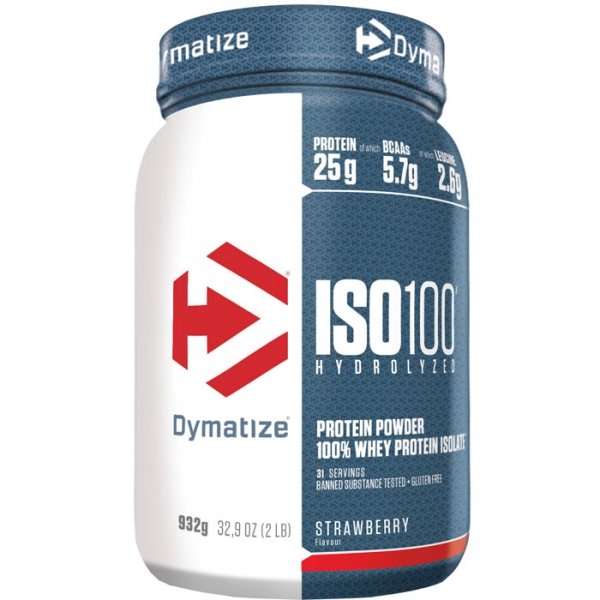 Dymatize ISO100 hydrolizat i izolat  białka serwatkowego (truskawka) - 932g