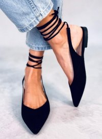 Baleriny bez pięty wiązane DENTONI BLACK 