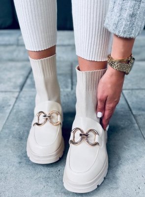 Botki skarpetkowa cholewka TONE BEIGE