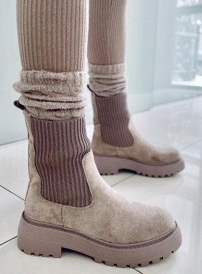 Botki z elastycznym ściągaczem WINTERS KHAKI