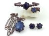 Miedziany naszyjnik, kolczyki, pierścionek i bransoletka z jaspisem i lapis lazuli, znak Barana