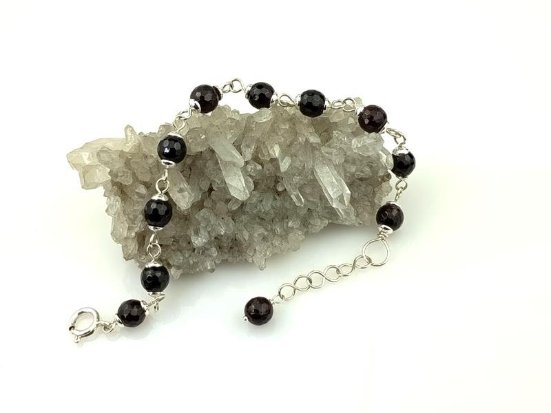 Damska bransoletka ze srebra Ag930 z kulkami naturalnego granatu, rękodzieło