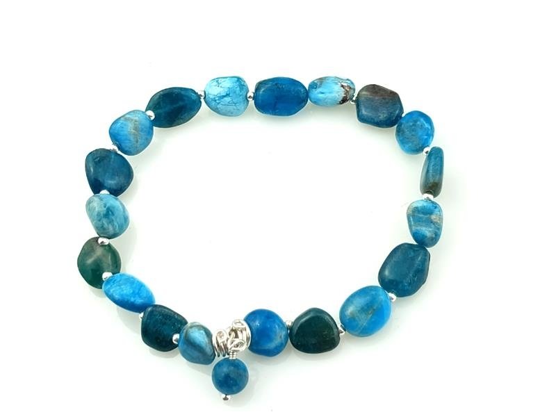 Prezent dla psychologa - bransoletka na gumce z kamykami apatytu