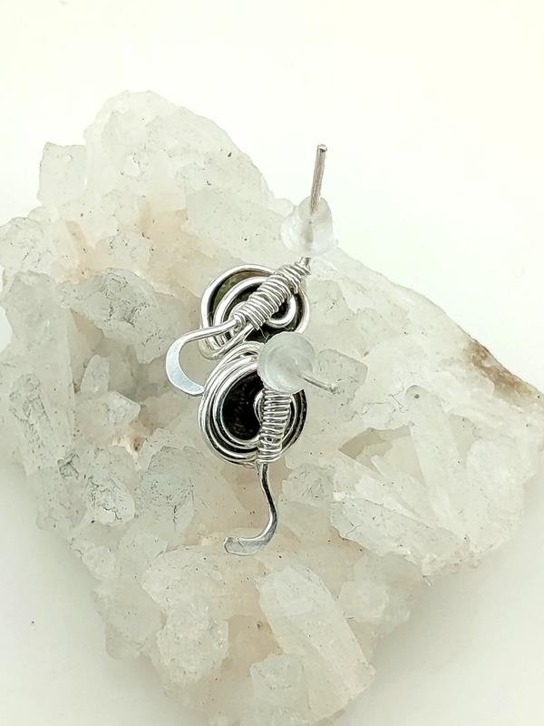 Kolczyki ze srebra Ag999 z jaspisem unakit dla znaku Skorpiona, Raka, Ryb i Byka