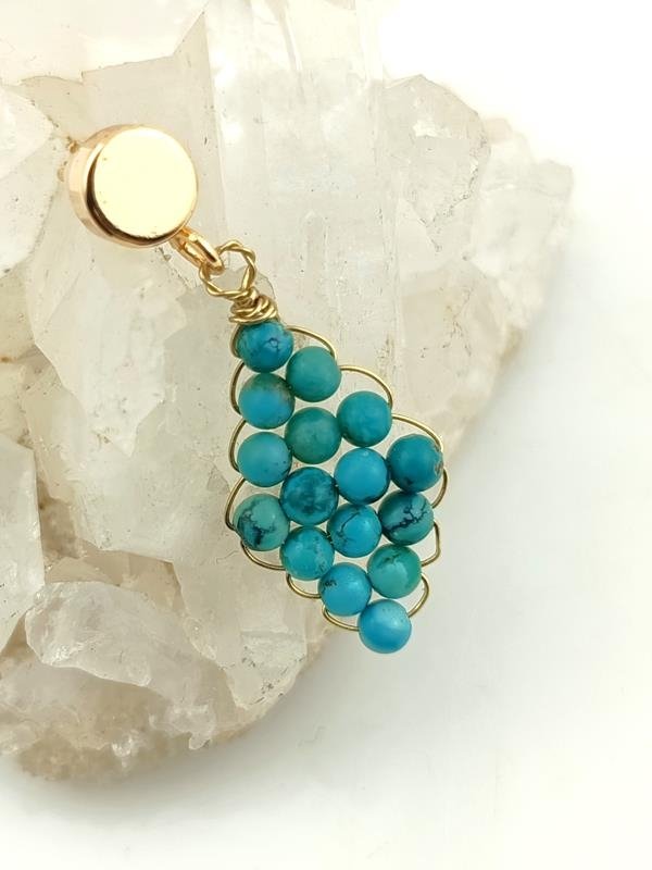 Kolczyki mosiężne z naturalnym turkusem dla numerologicznej 1, 7 i 9