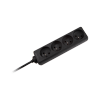 Przedłużacz sieciowy  Rebel czarny 4 gniazda bez przełącznika, dł. 3m (3x1,5mm)